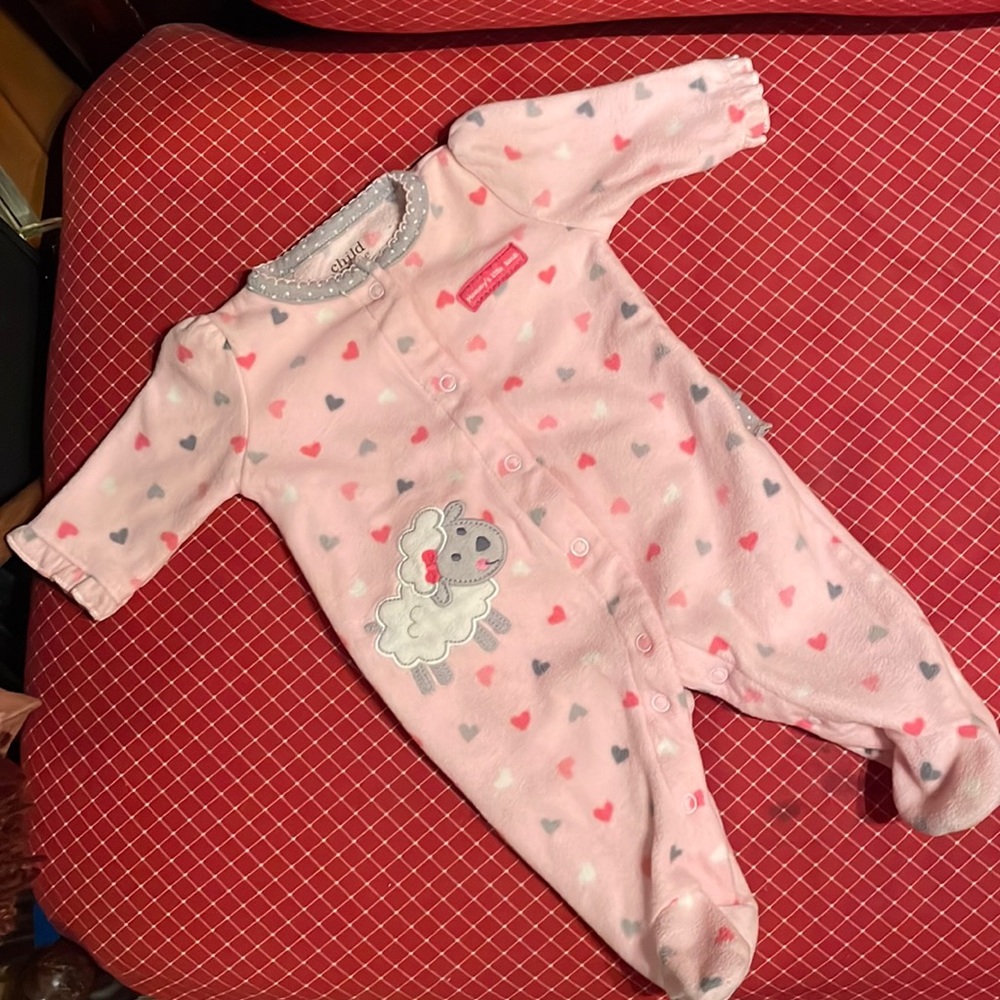 Pink fleece footed pajamas for newborn